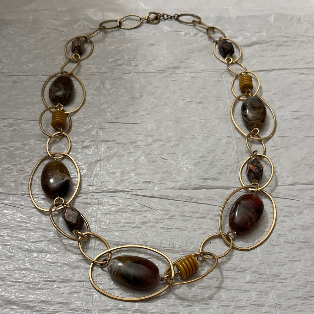 Anthropologie Elegant Gold and Brown Necklace